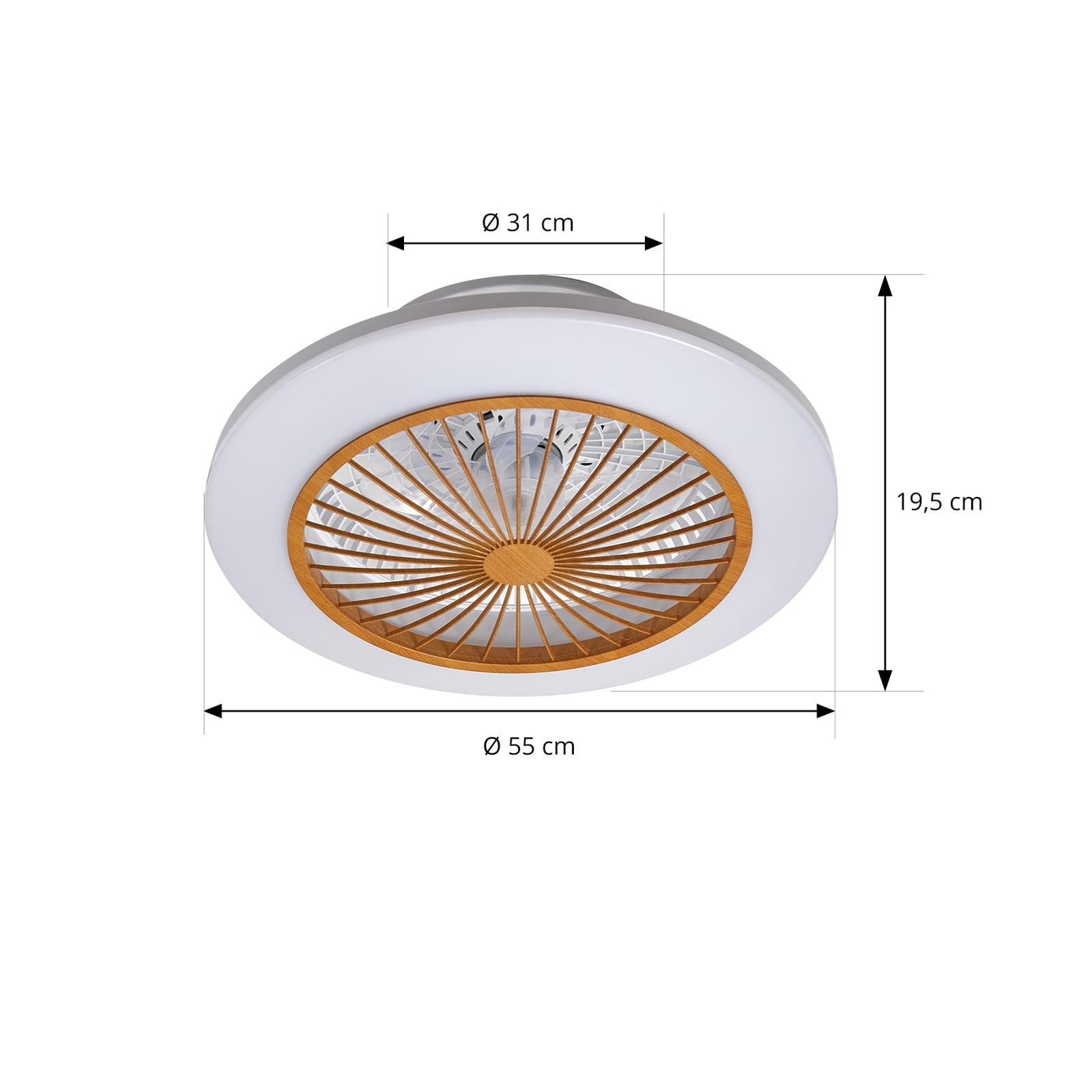 Montert LED takvifte Mamuti dimbar CCT trefarget Ø55 cm i rom