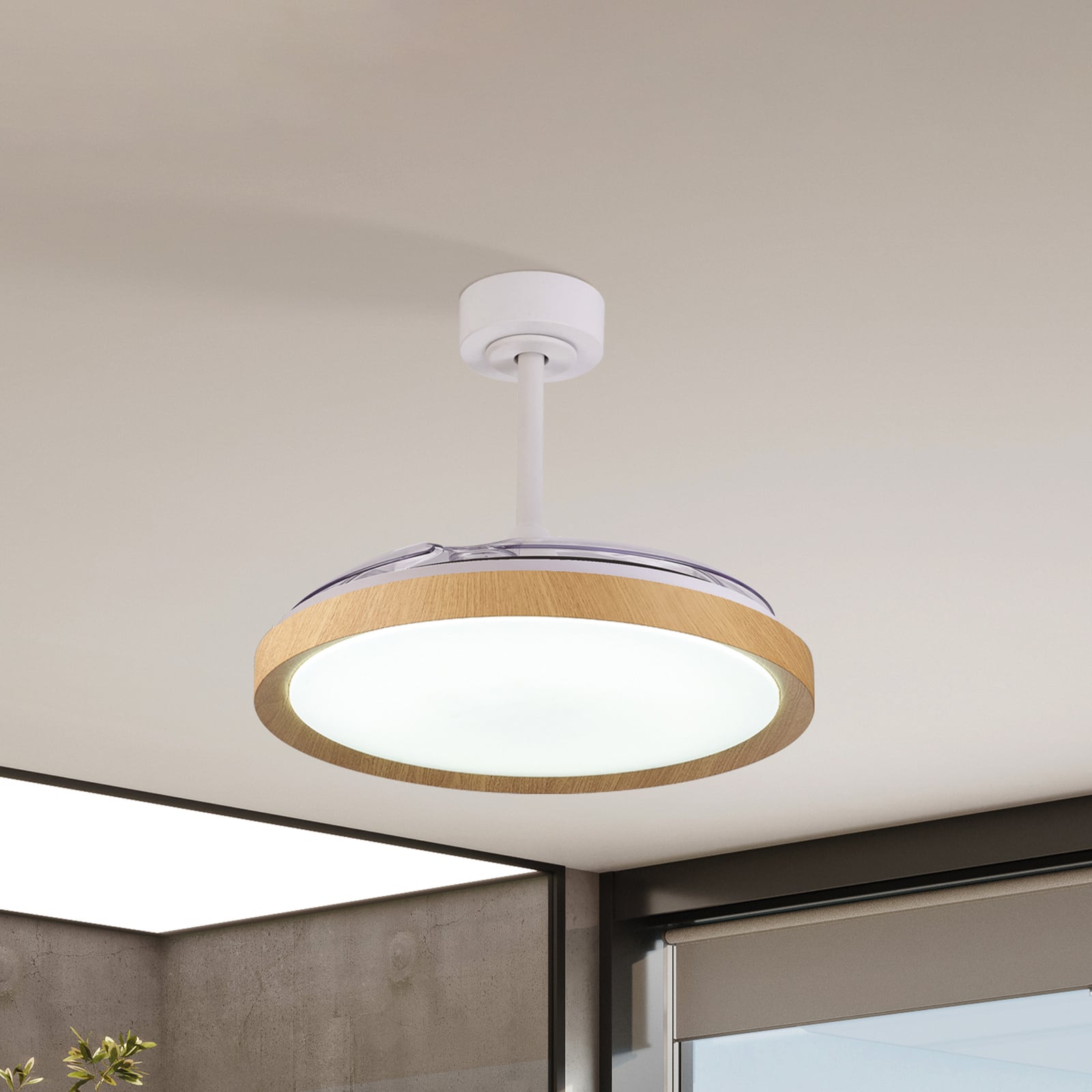 LED takvifte Mistral tredekor DC dimbar CCT Ø106 cm forfra