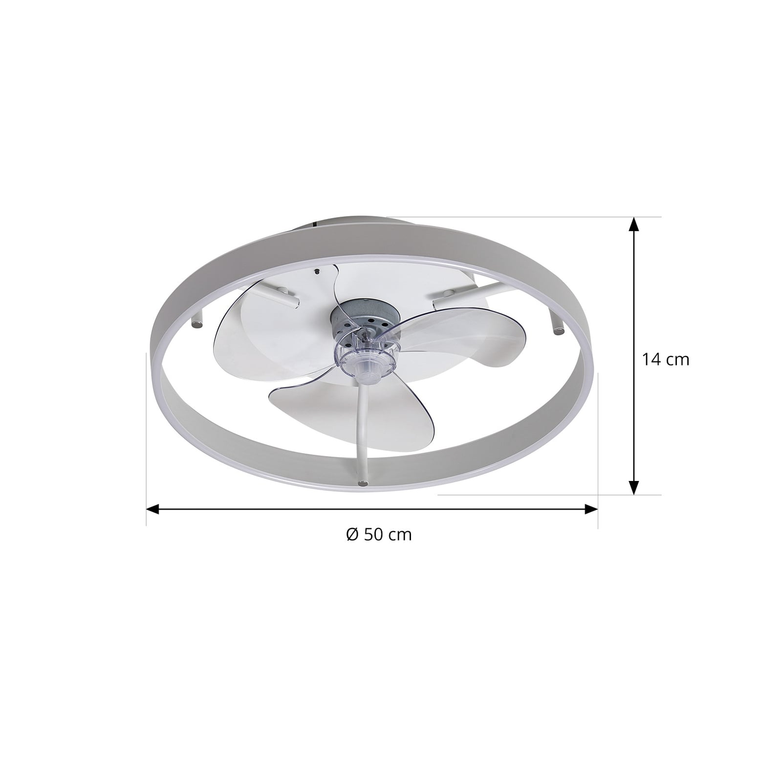 Nærbilde av LED takvifte Momitu dimbar CCT hvit aluminium Ø50 cm