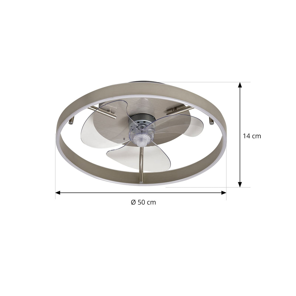 LED takvifte Momitu dimbar sølv Ø50 cm CCT detalj av vifteblader