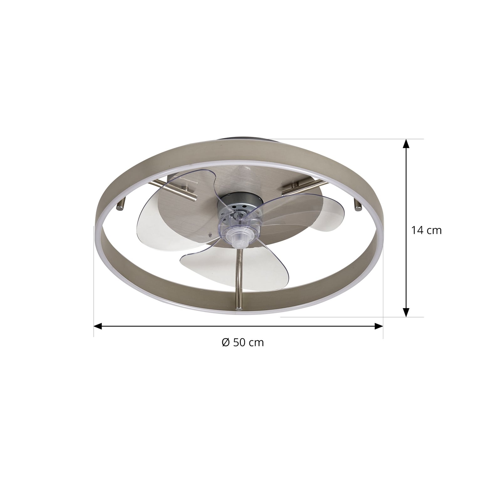 LED takvifte Momitu dimbar sølv Ø50 cm CCT detalj av vifteblader