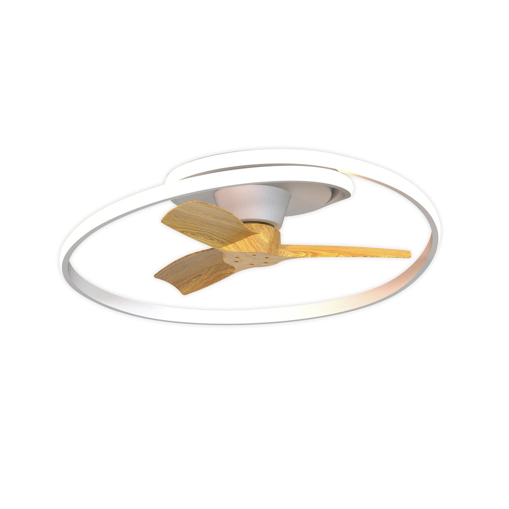 LED takvifte Ocean hvit/tre detalj av vifteblader