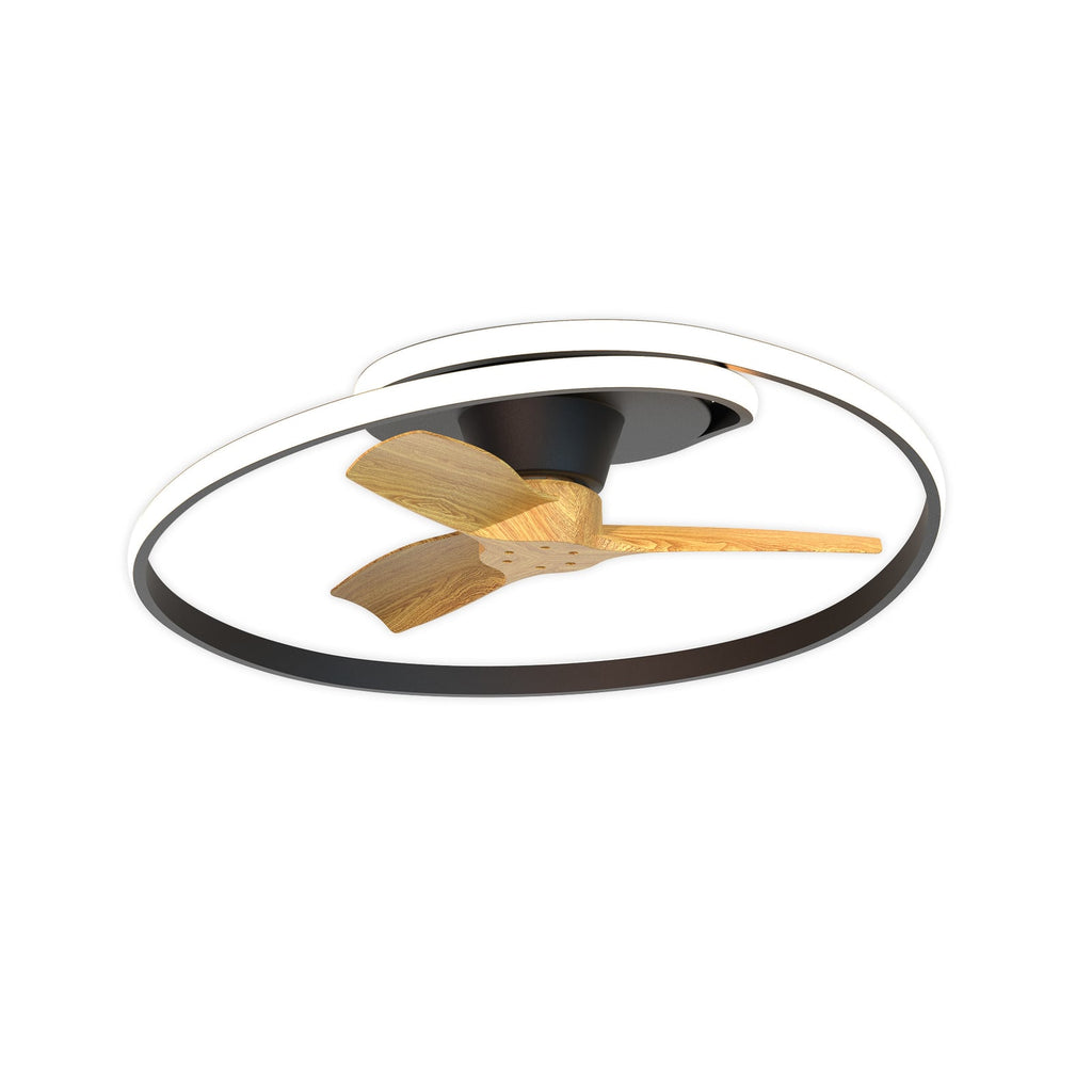 LED takvifte Ocean svart/tre dimbar CCT Ø78 cm 60W montert