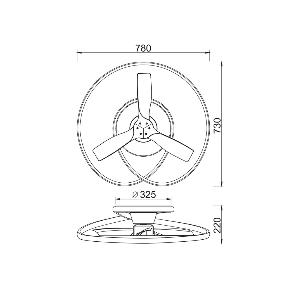 LED takvifte Ocean svart/tre dimbar CCT Ø78 cm 60W nærbilde