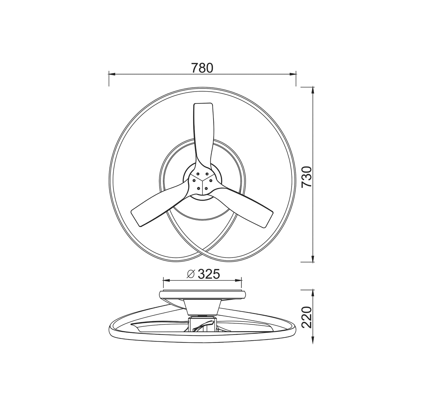 LED takvifte Ocean svart/tre dimbar CCT Ø78 cm 60W nærbilde
