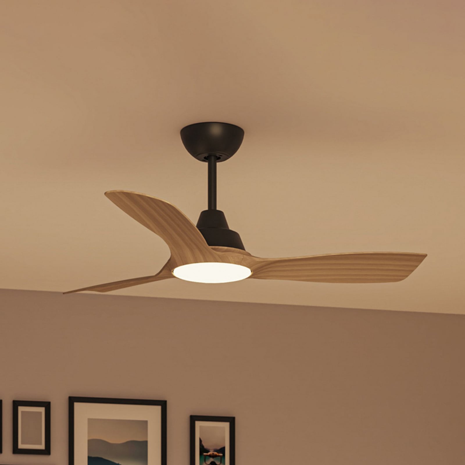LED takvifte Olas dimbar Ø106 cm trefarget/svart forfra