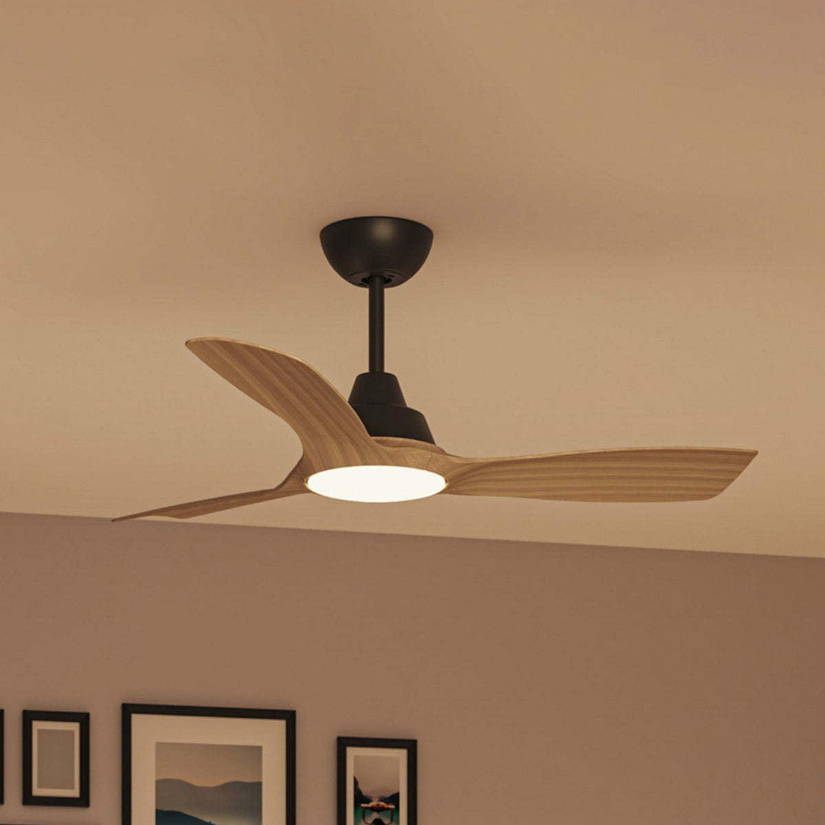 LED takvifte Olas dimbar Ø106 cm trefarget/svart forfra