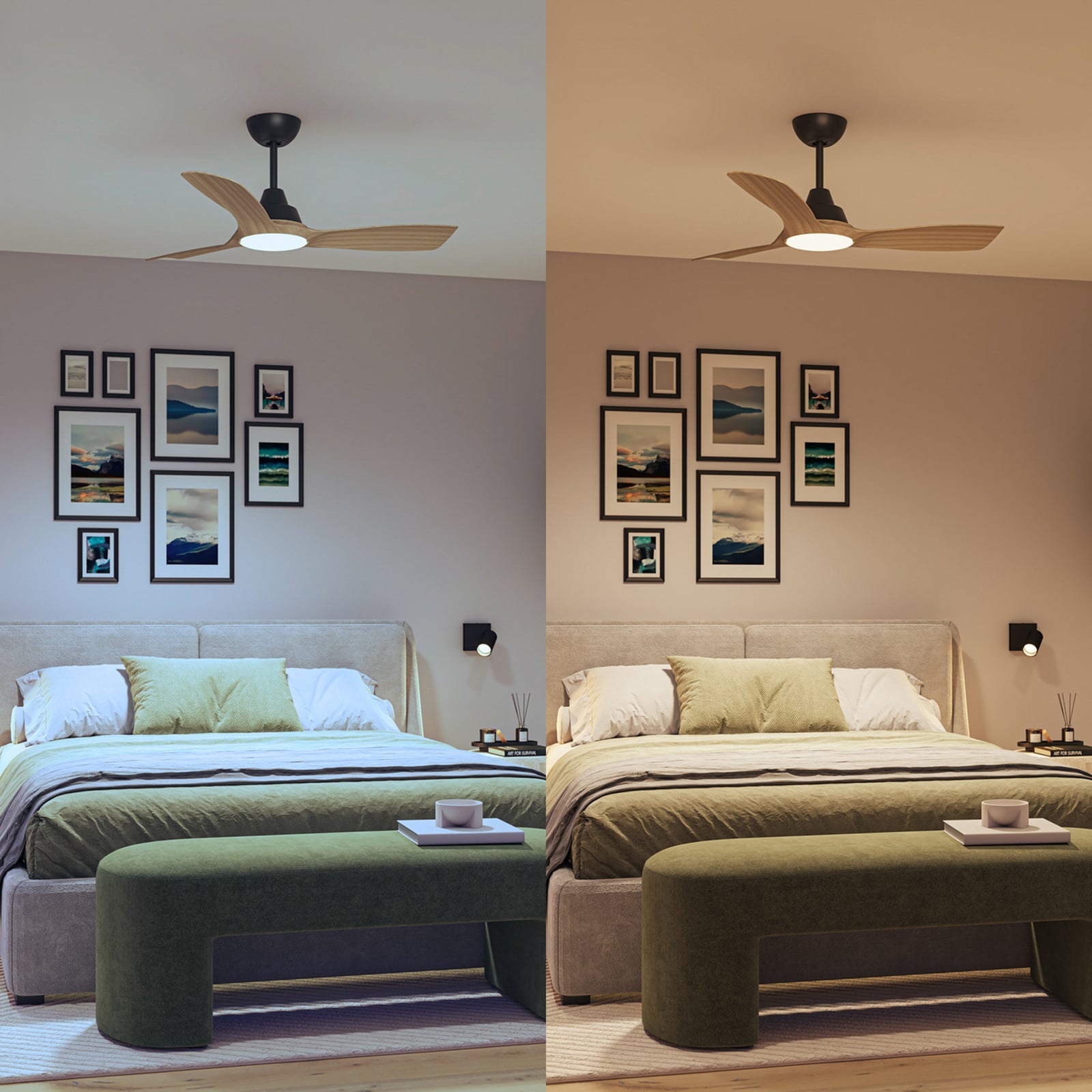 LED takvifte Olas dimbar Ø106 cm trefarget/svart lysdetalj