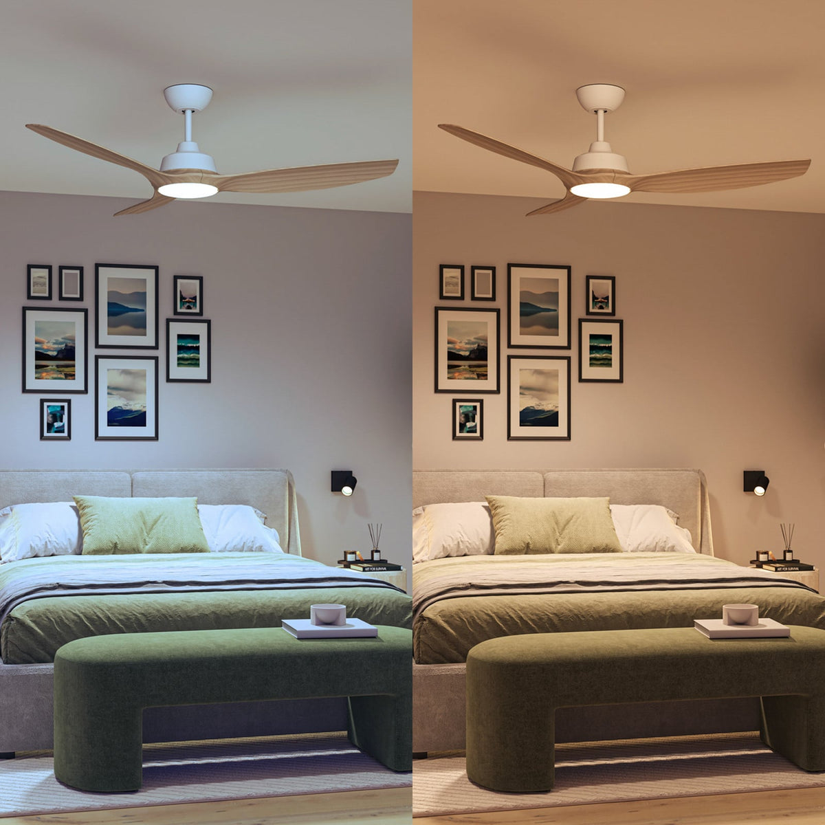 LED takvifte Olas dimbar Ø132 cm trefarget/hvit sideprofil