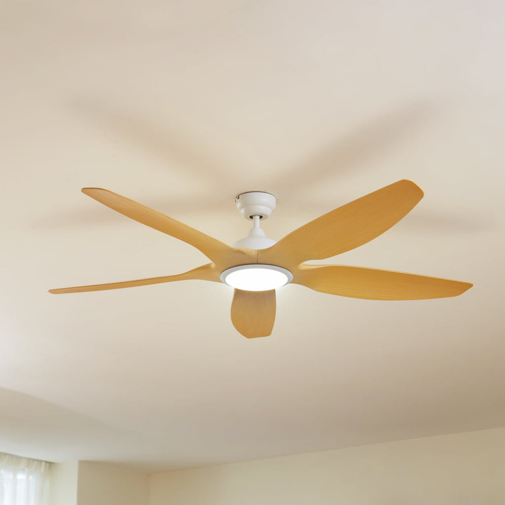 LED takvifte Omendo CCT dimbar hvit/bøk Ø152 cm forfra