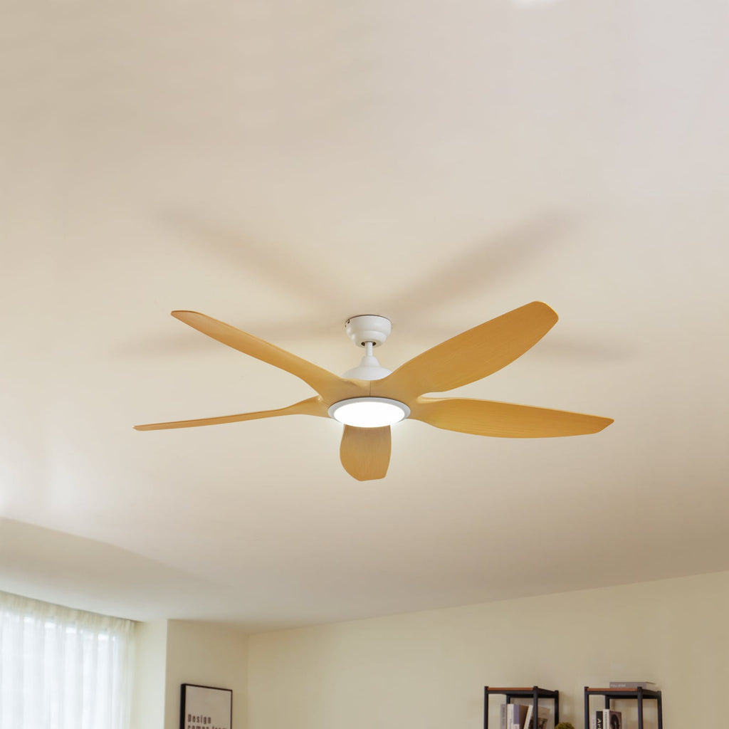 LED takvifte Omendo CCT dimbar hvit/bøk Ø152 cm bakside