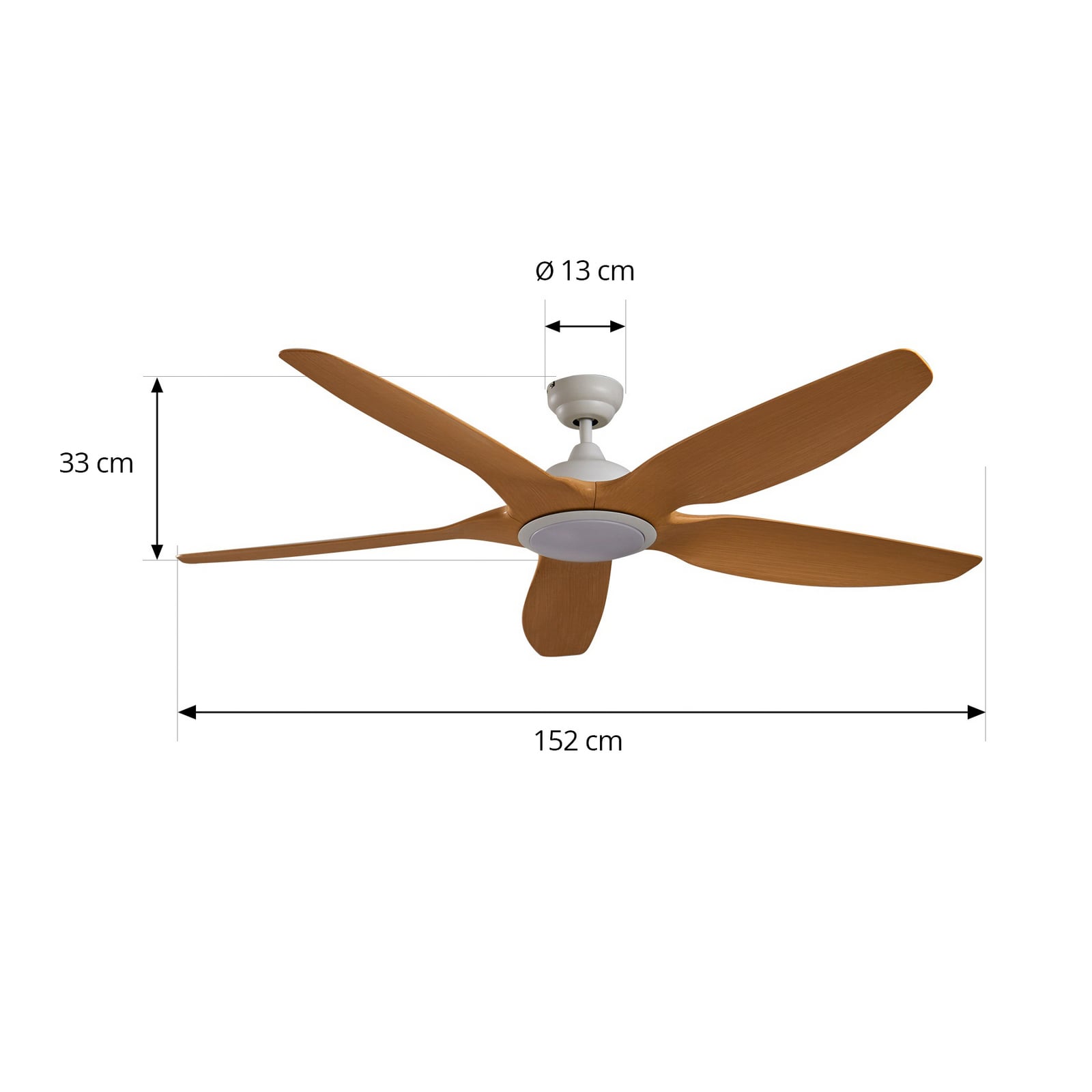 LED takvifte Omendo CCT dimbar hvit/bøk Ø152 cm detalj av blader