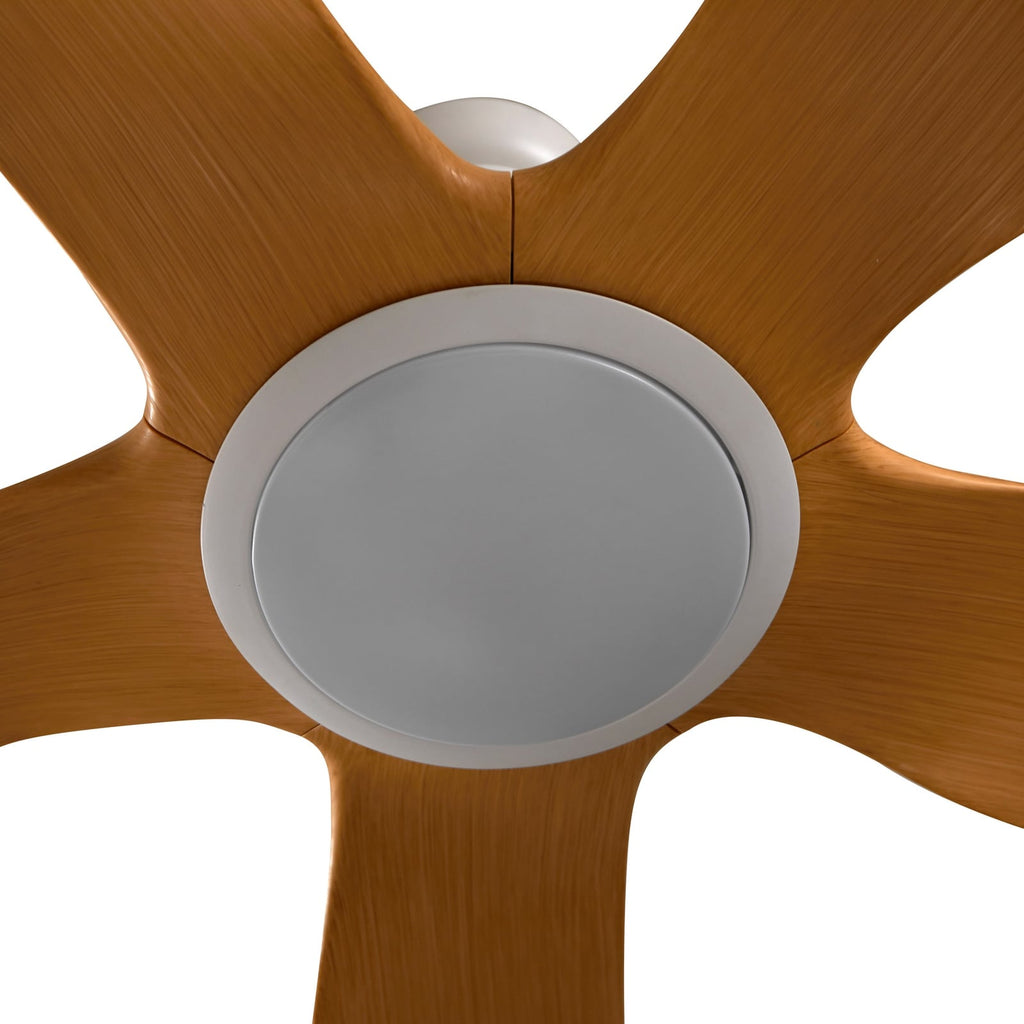 LED takvifte Omendo CCT dimbar hvit/bøk Ø152 cm vifteblader i bøk