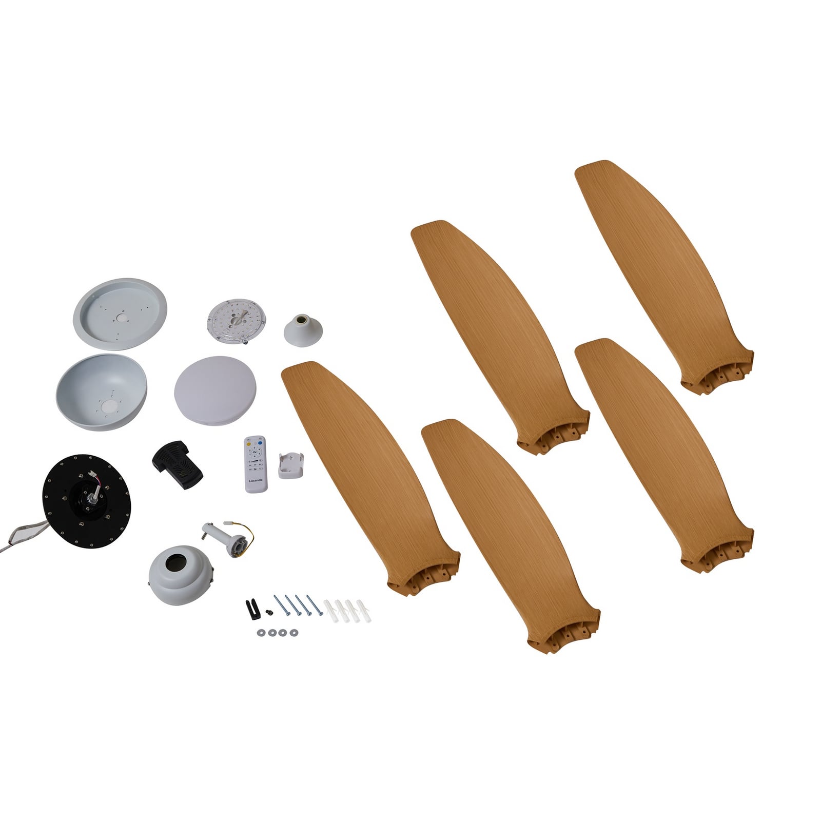 LED takvifte Omendo CCT dimbar hvit/bøk Ø152 cm oppheng