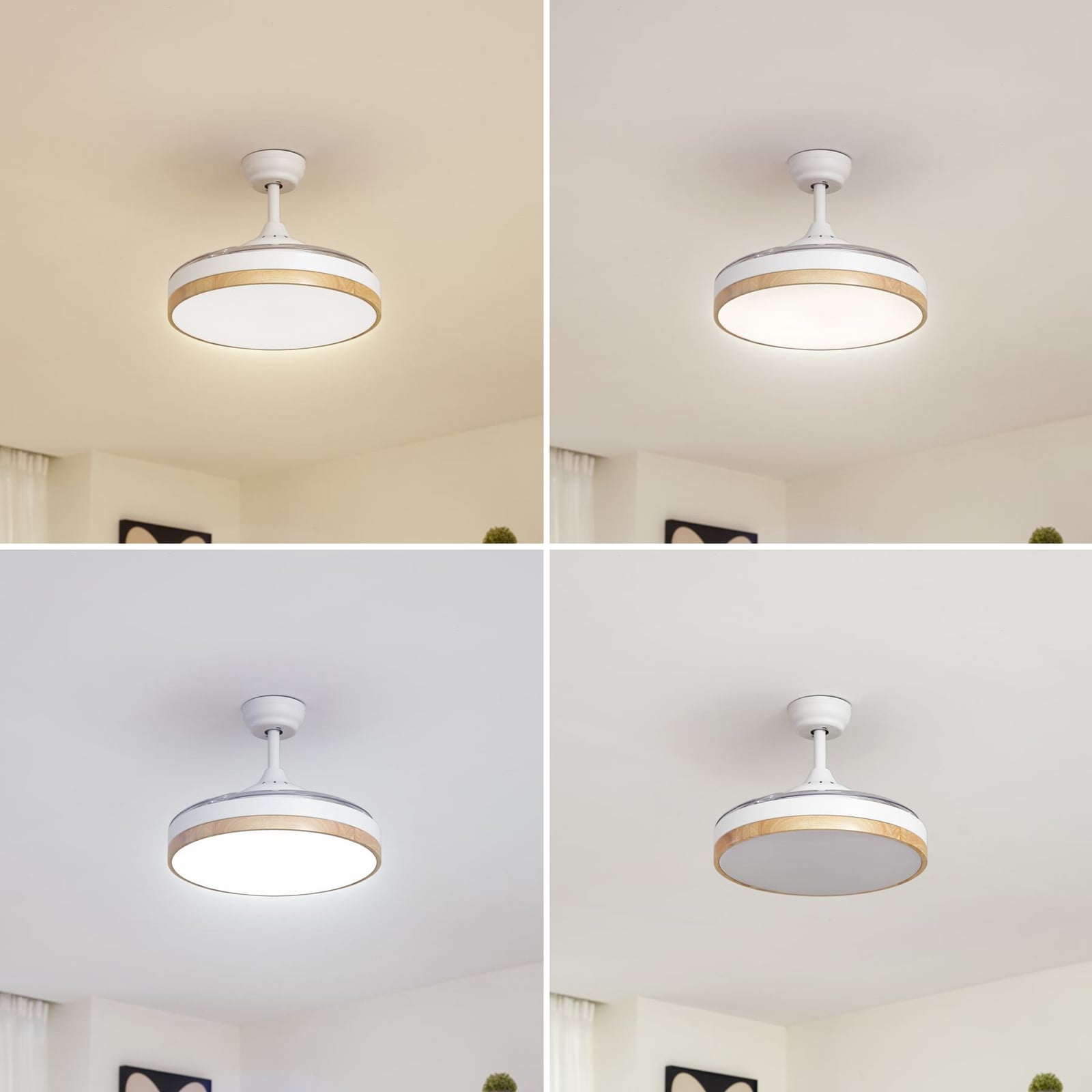 LED takvifte Oras med fjernkontroll hvit CCT detalj av vifteblad