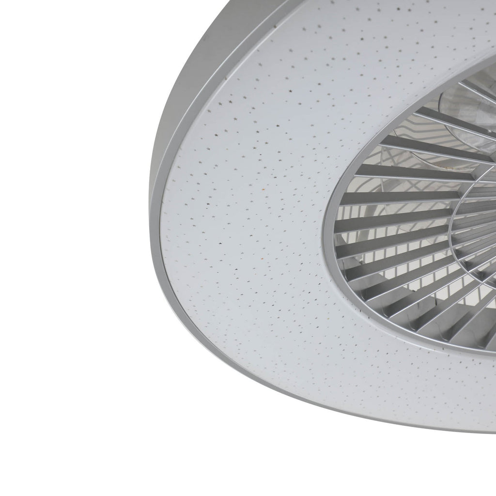 LED takvifte Paavo smart dimbar sølv Ø60 cm Tuya nærbilde av vifteblad