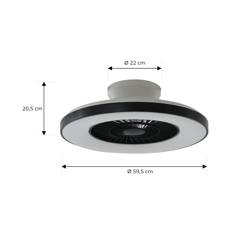 LED takvifte Paavo smart dimbar svart Ø60 cm Tuya nærbilde av vifteblad