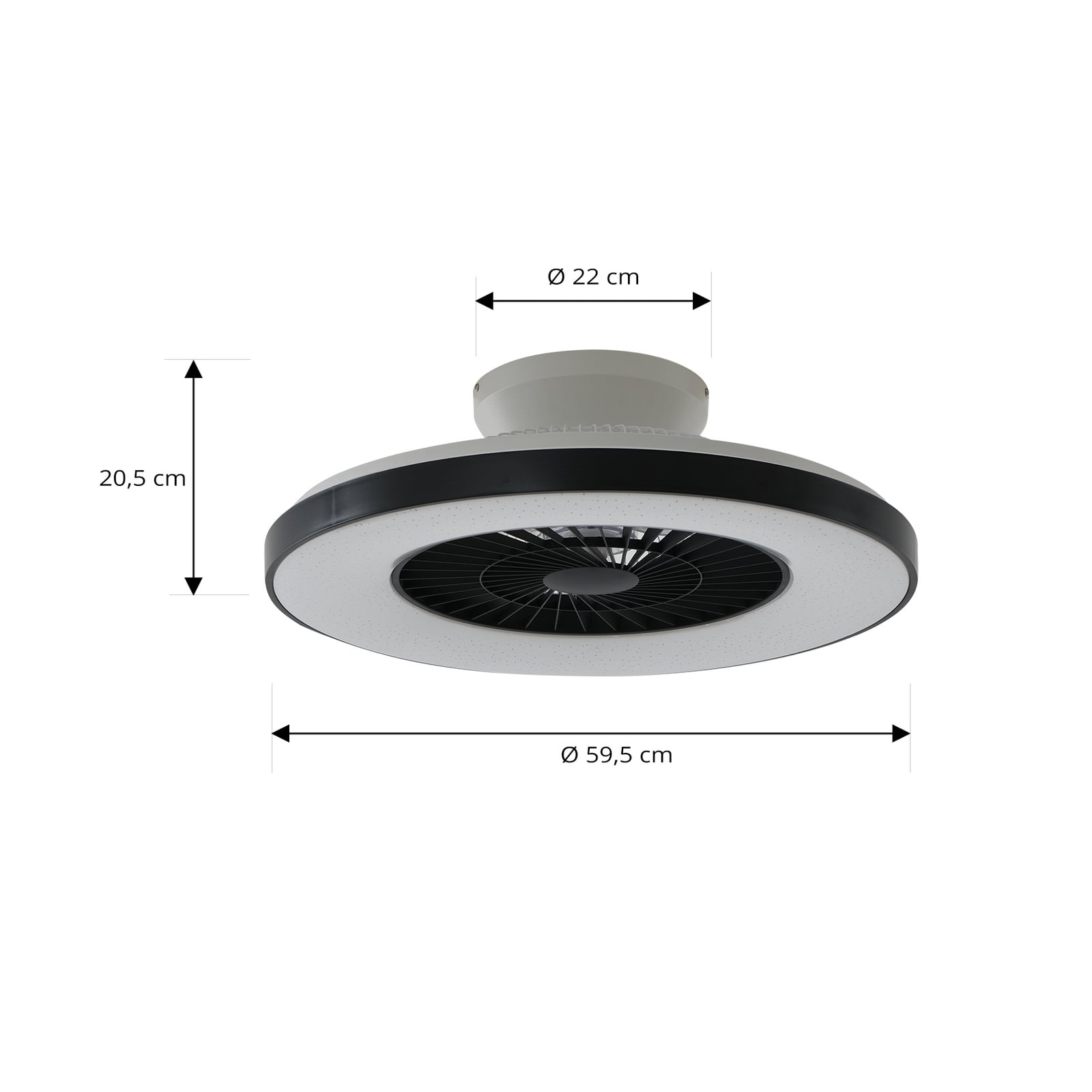 LED takvifte Paavo smart dimbar svart Ø60 cm Tuya nærbilde av vifteblad