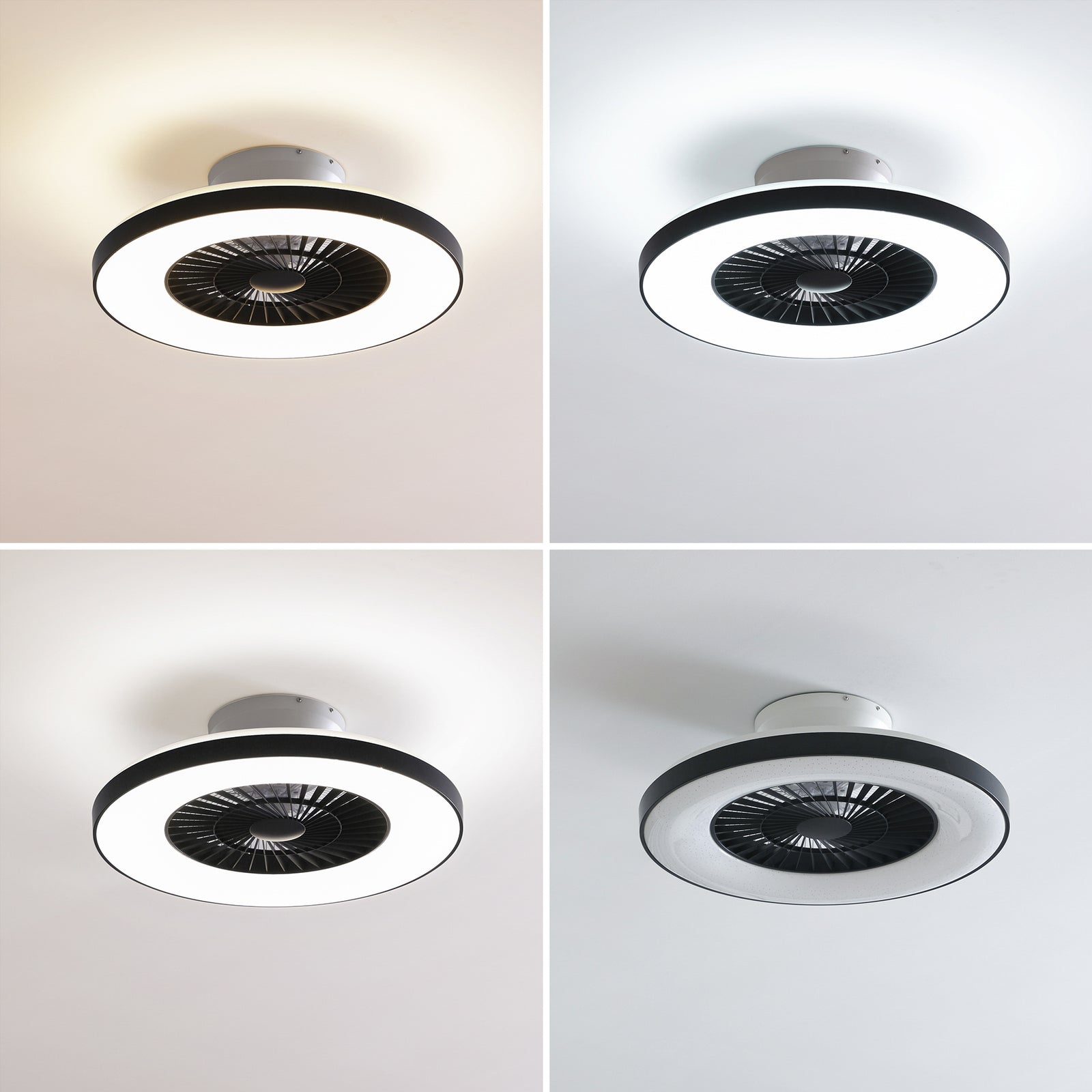 LED takvifte Paavo smart dimbar svart Ø60 cm Tuya sideprofil