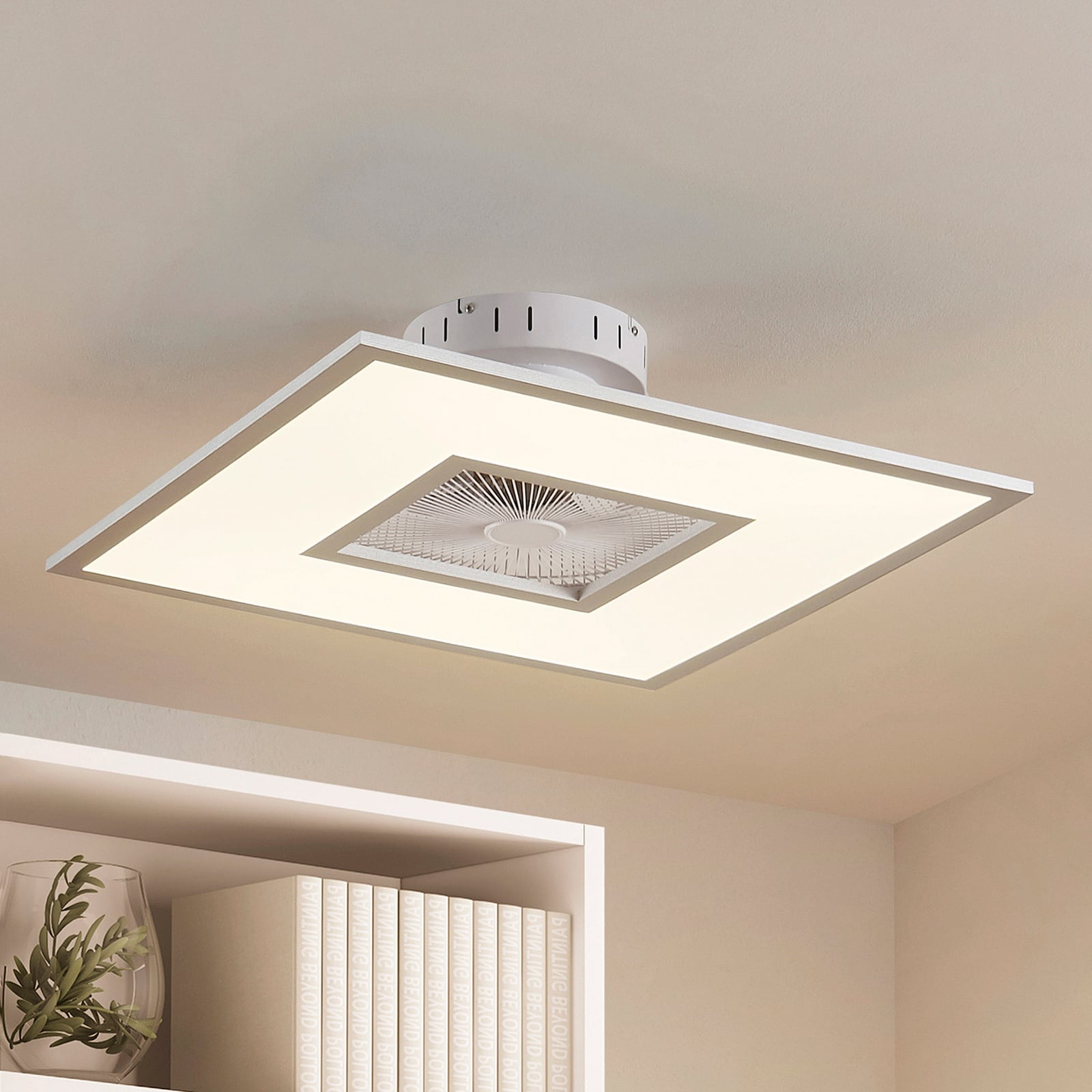 LED takvifte Romea firkantet dimbar CCT 60x60 cm sølv/hvit forfra