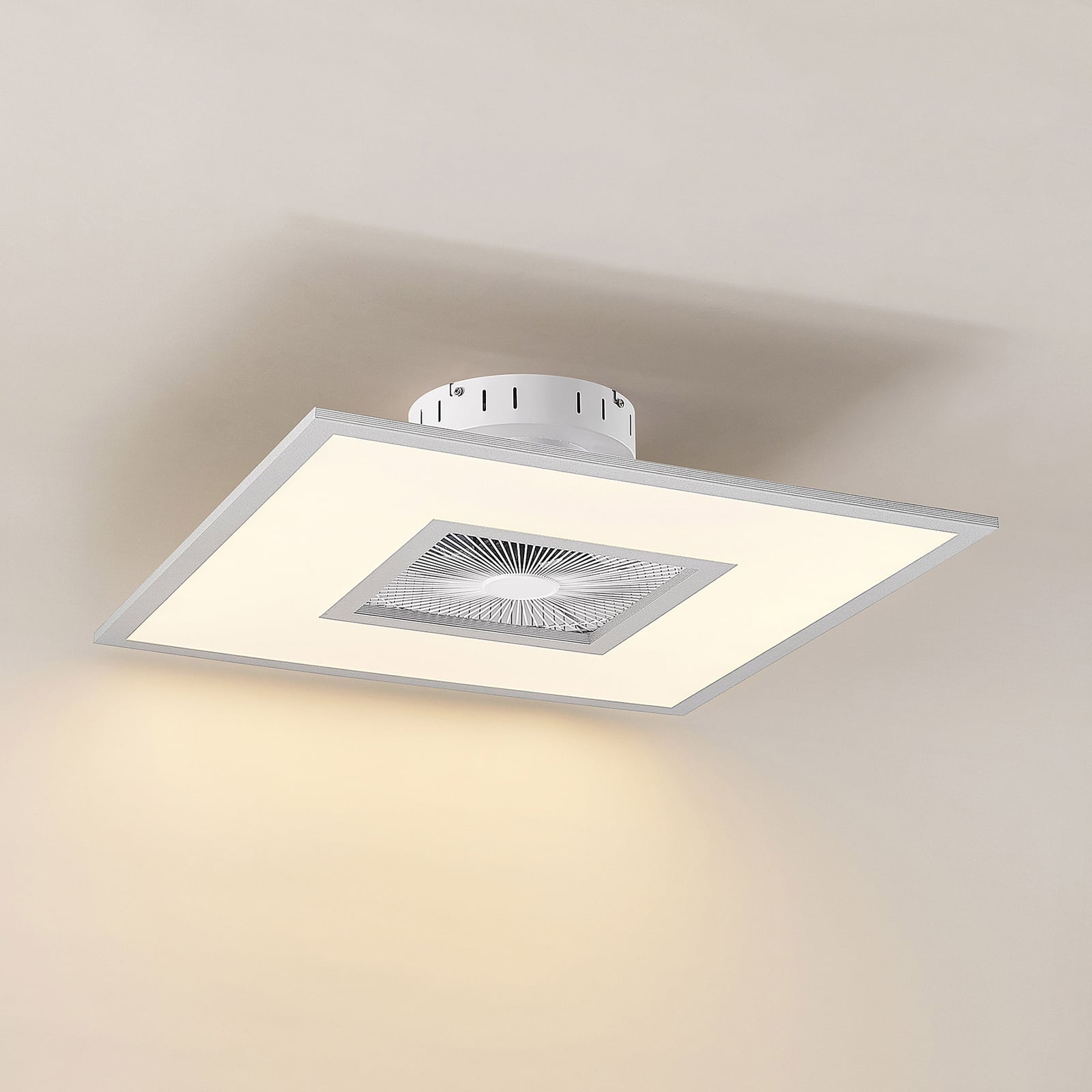 LED takvifte Romea firkantet dimbar CCT 60x60 cm sølv/hvit med fjernkontroll