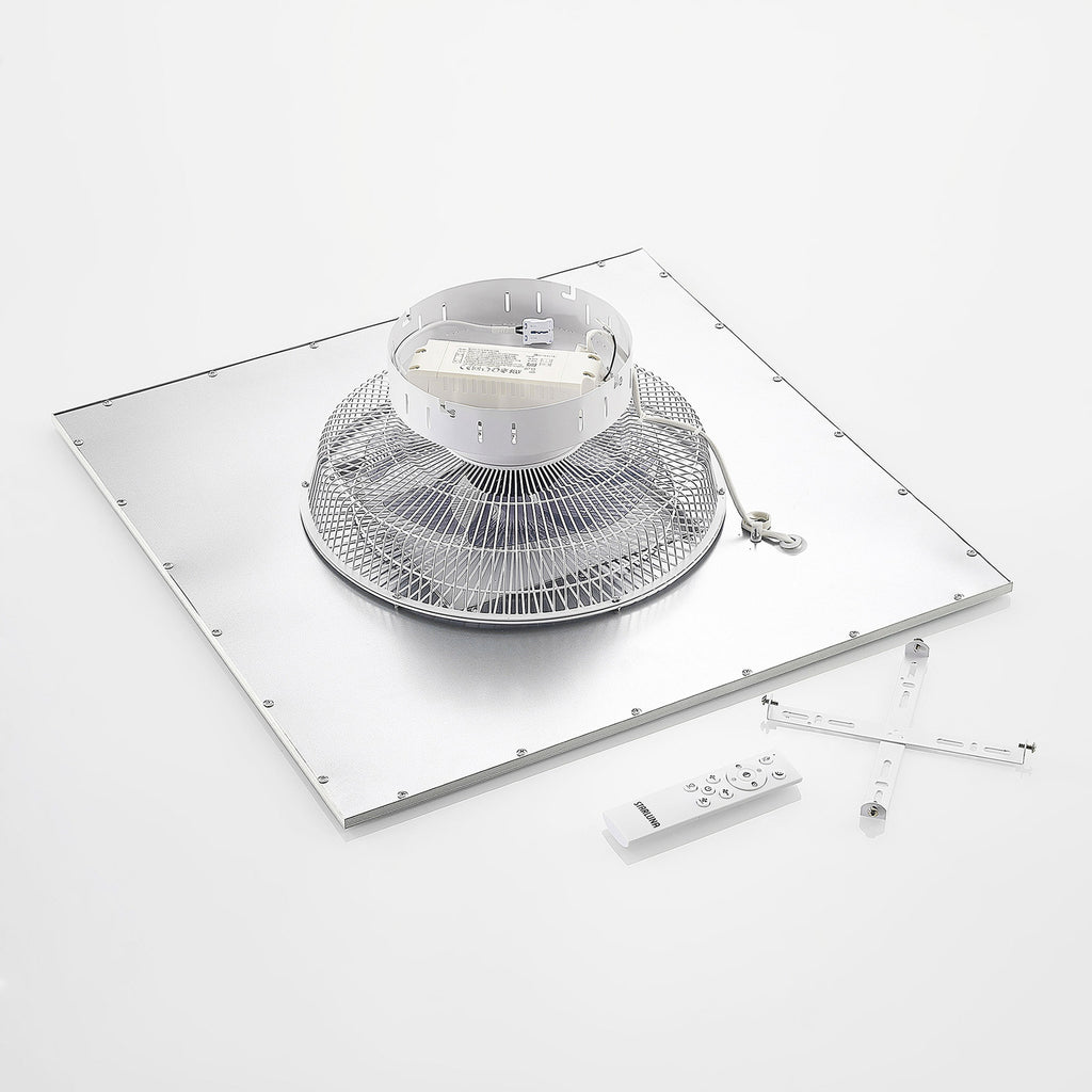 LED takvifte Romea firkantet dimbar CCT 60x60 cm sølv/hvit med lys på