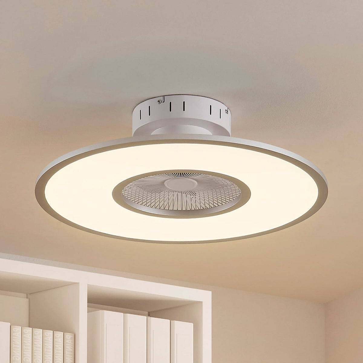 LED takvifte Romea rund CCT dimbar Ø60 cm sølv/hvit forfra