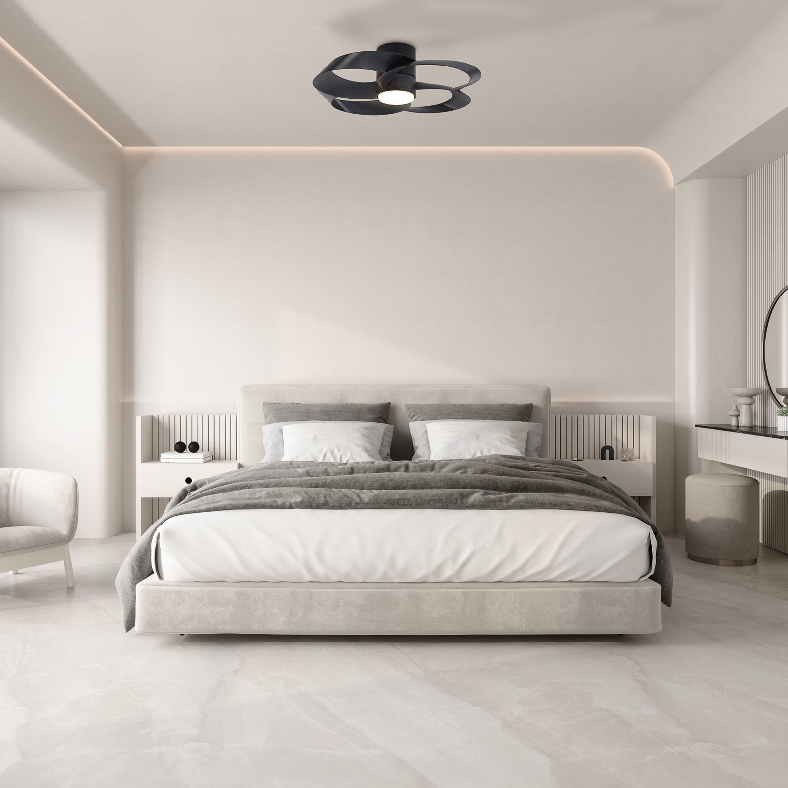 LED takvifte Rose svart DC dimbar CCT Ø65 cm bakside