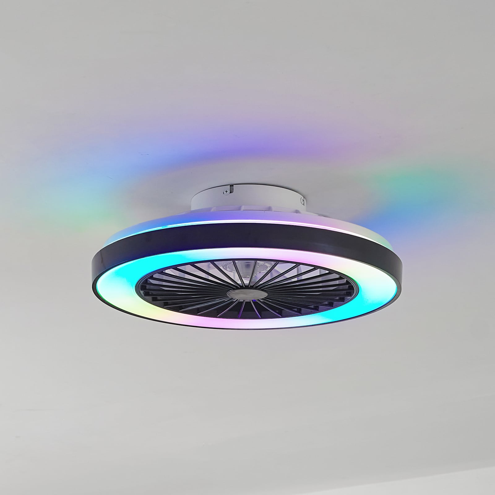 LED takvifte Teleo dimbar RGB CCT Tuya Ø48 cm svart forfra