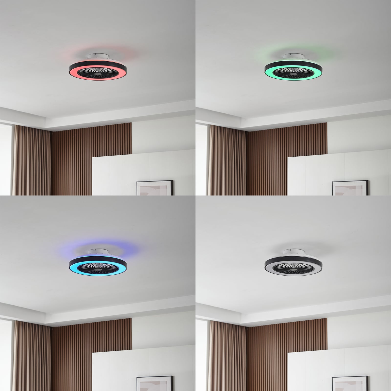 Detalj av LED takvifte Teleo dimbar RGB CCT Tuya Ø48 cm svart