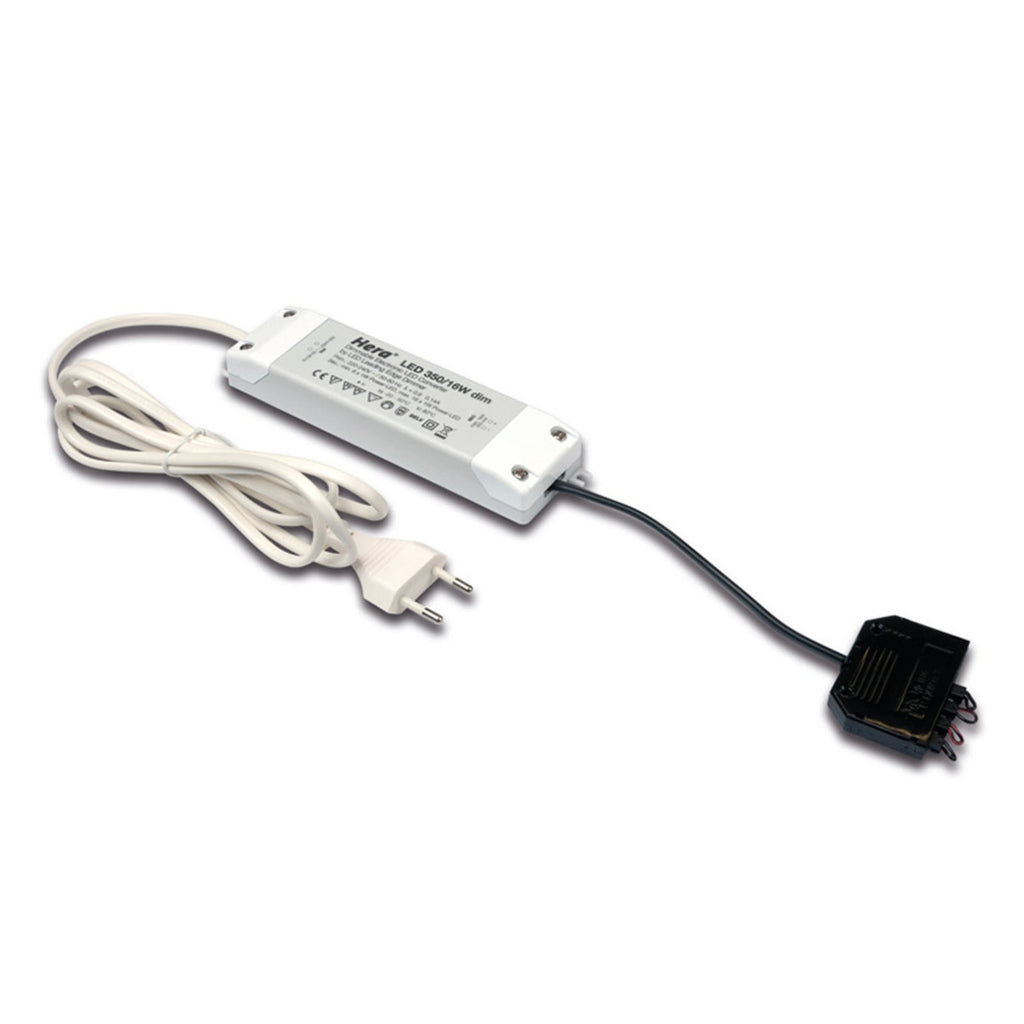 LED-transformator 350 mA 16 W med 3-veis fordeler hvit Hera forside