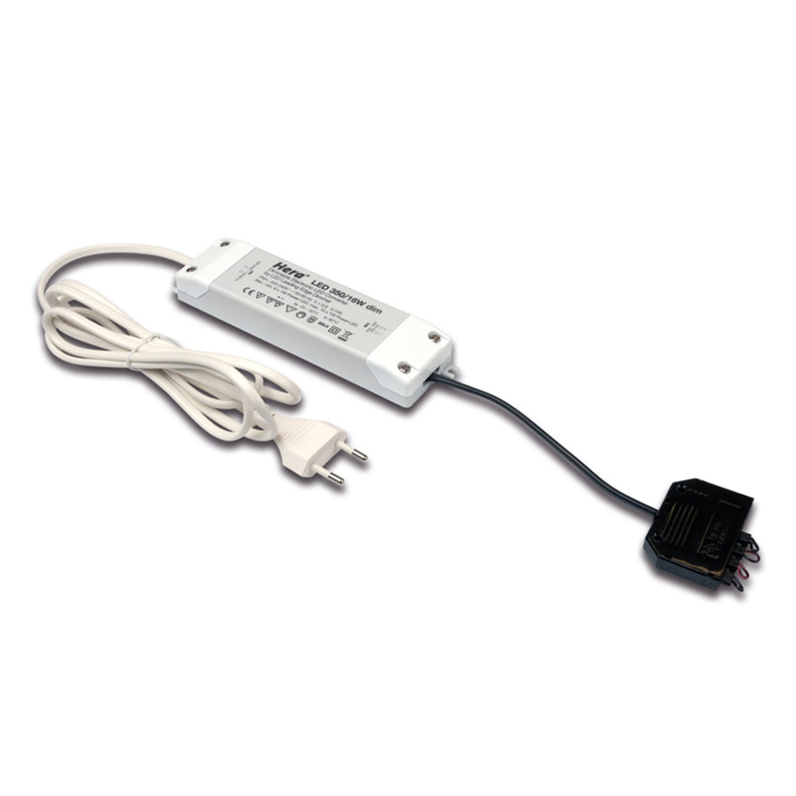 LED-transformator 350 mA 16 W med 3-veis fordeler hvit Hera forside