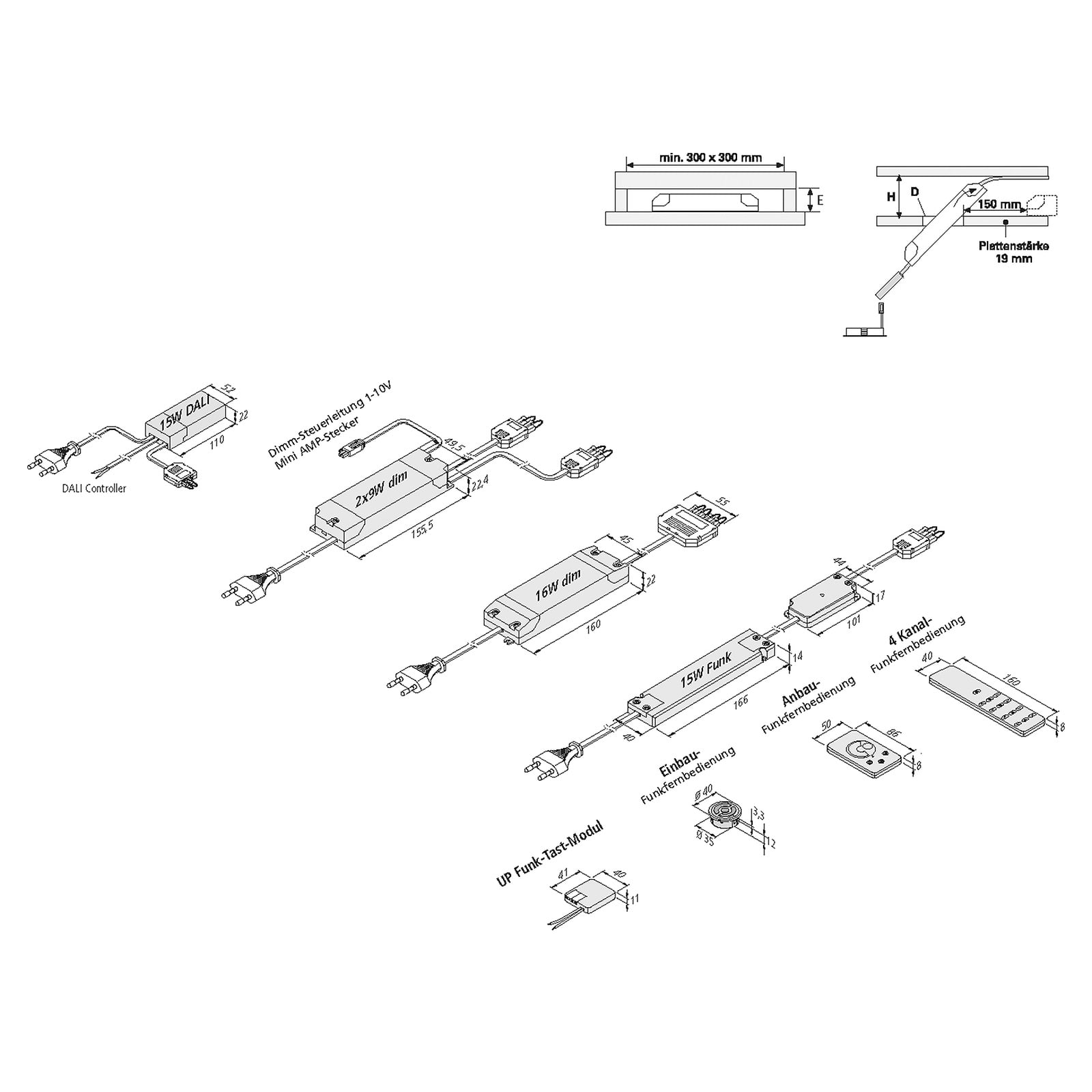 LED-transformator 350 mA 16 W med 3-veis fordeler hvit Hera detalj