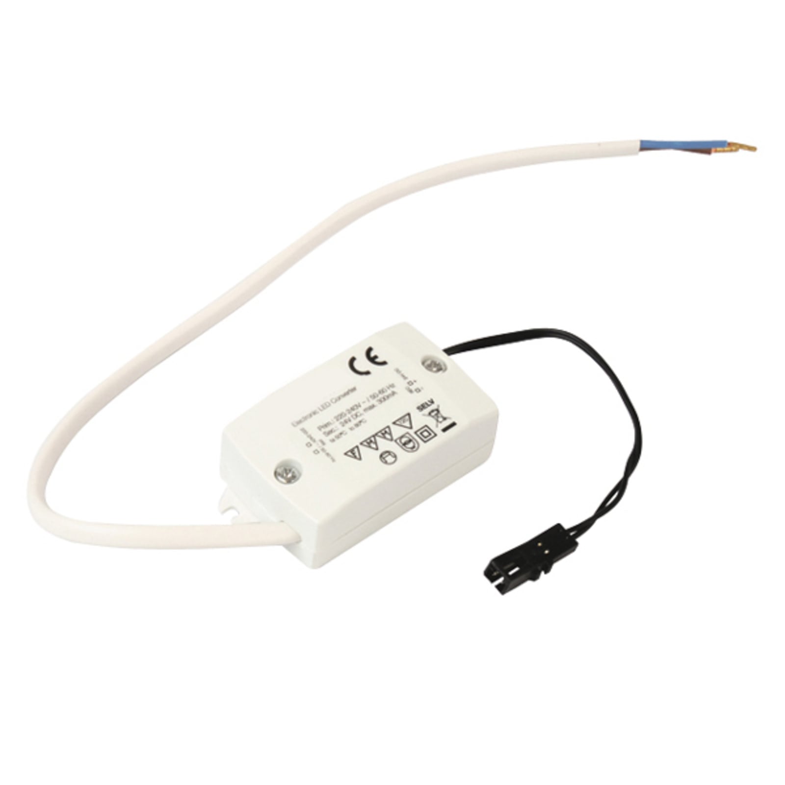 LED-transformator 350 mA 5 W med kontakt hvit - Hera for bruk i LED-belysning