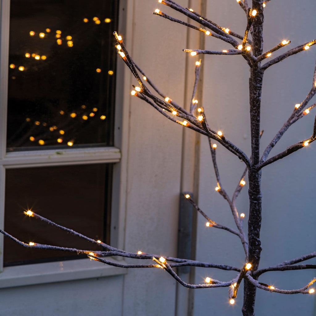 LED-tre Alex snødekt 120 cm 160 LED IP44 utendørs - Sirius detalj av LED-lys