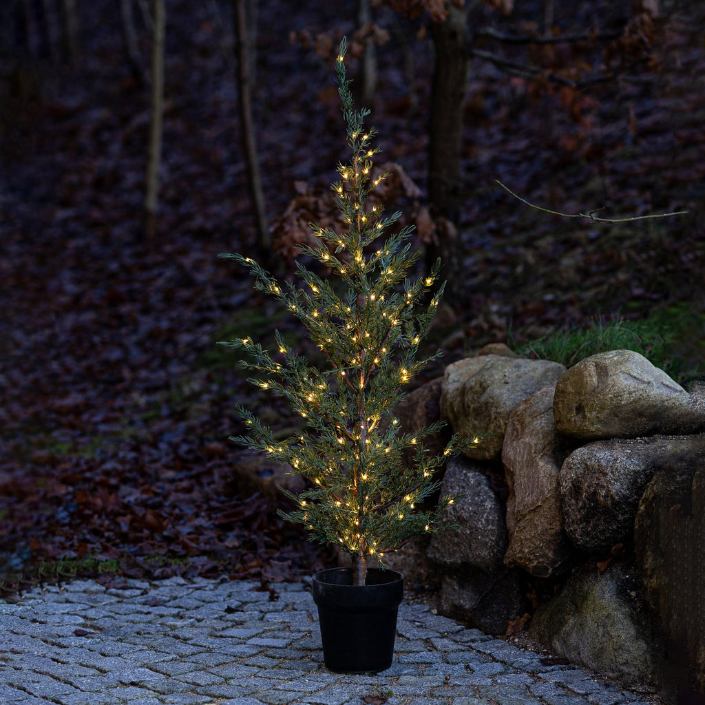 LED-tre Milas Cedar Tree i potte 130 cm 150 LED IP44 Sirius forfra
