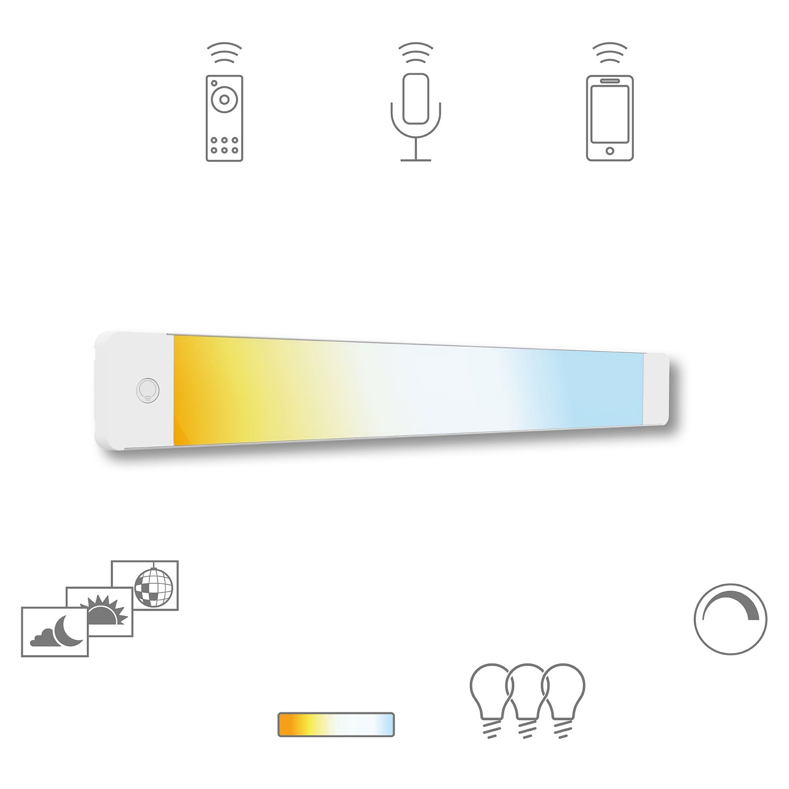 LED underskapbelysning Alba dimbar CCT Zigbee 50 cm hvit forfra