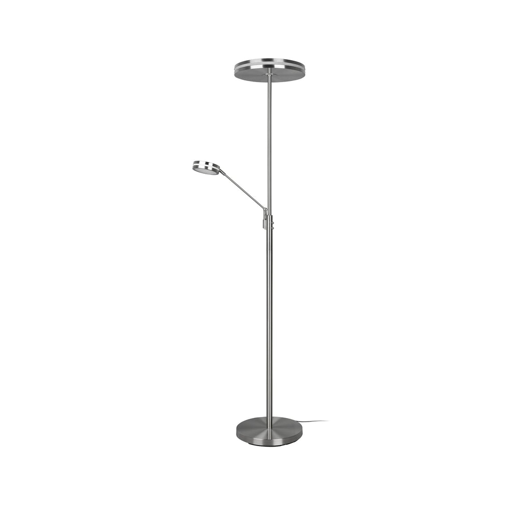 Detalj av LED uplighter Franklin med leselampe dimbar matt nikkel