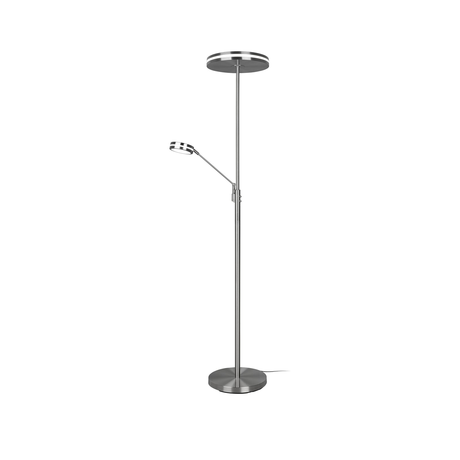 Montert LED uplighter Franklin med leselampe dimbar matt nikkel i rom