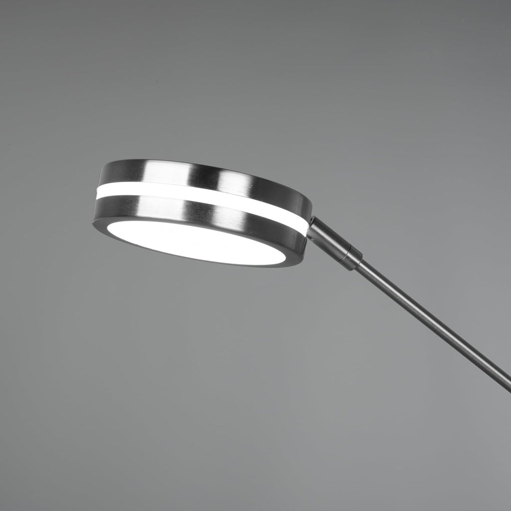 LED uplighter Franklin med leselampe dimbar matt nikkel med strømkabel