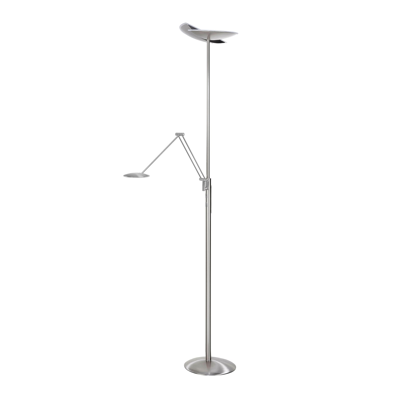 LED uplighter Sapporo med lesearm CCT dimbar nikkel forfra