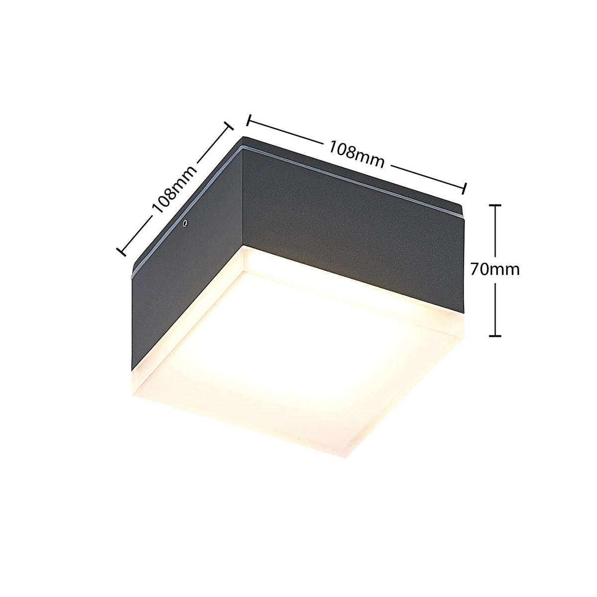 LED ute taklampe Mathea kantet aluminium lysbilde