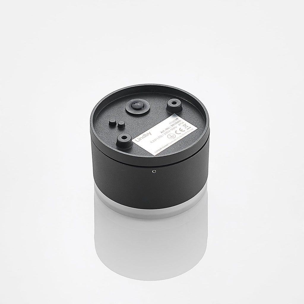 LED ute taklampe Mathea sylinder aluminium med hvit diffusor