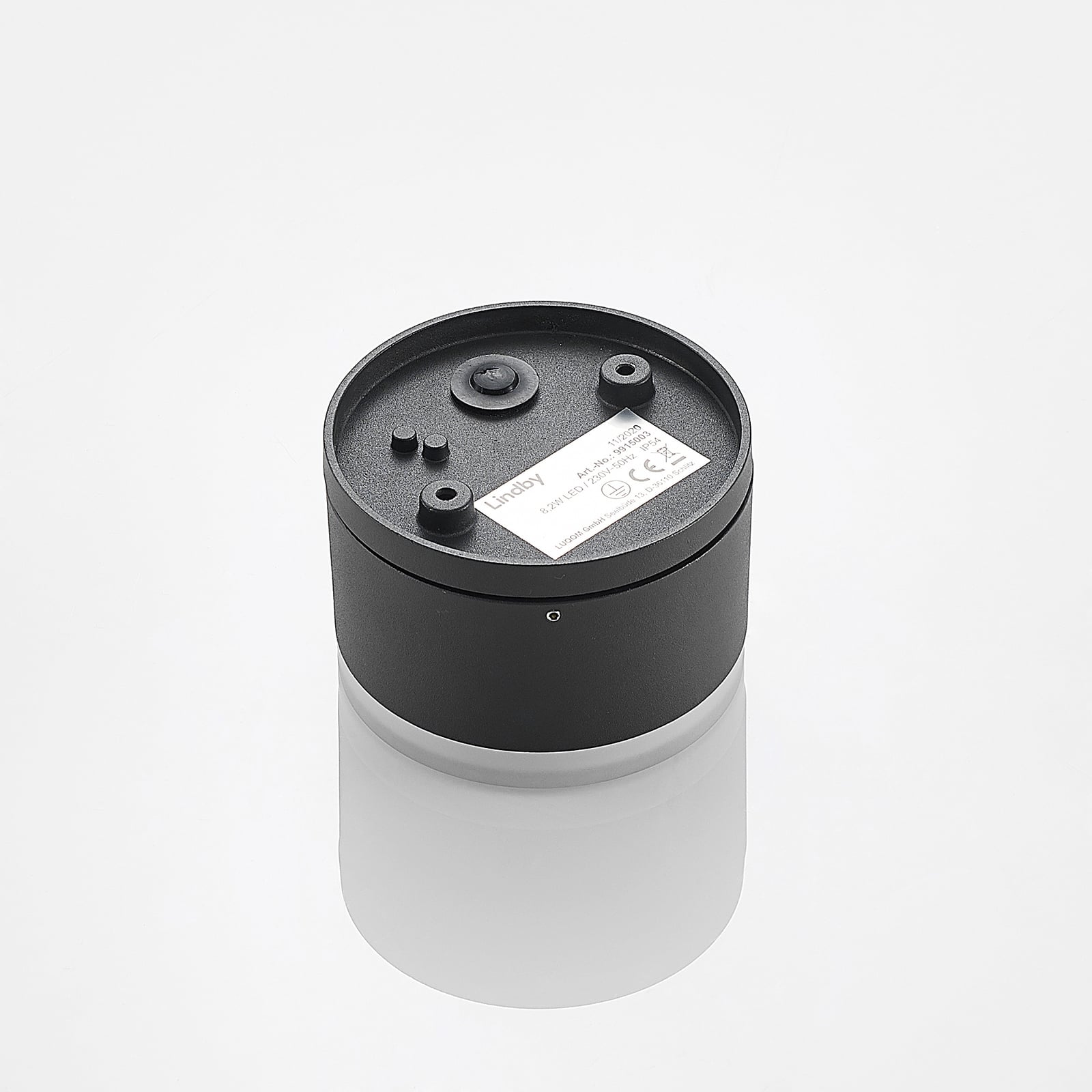 LED ute taklampe Mathea sylinder aluminium med hvit diffusor