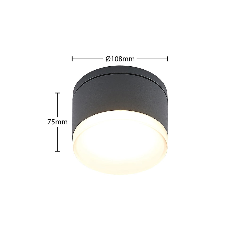 LED ute taklampe Mathea sylinder aluminium lys i mørket