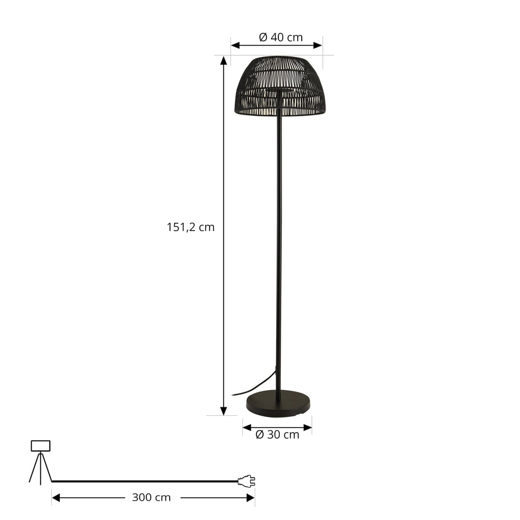 Nærbilde av LED utegulvlampe Heribio svart jern