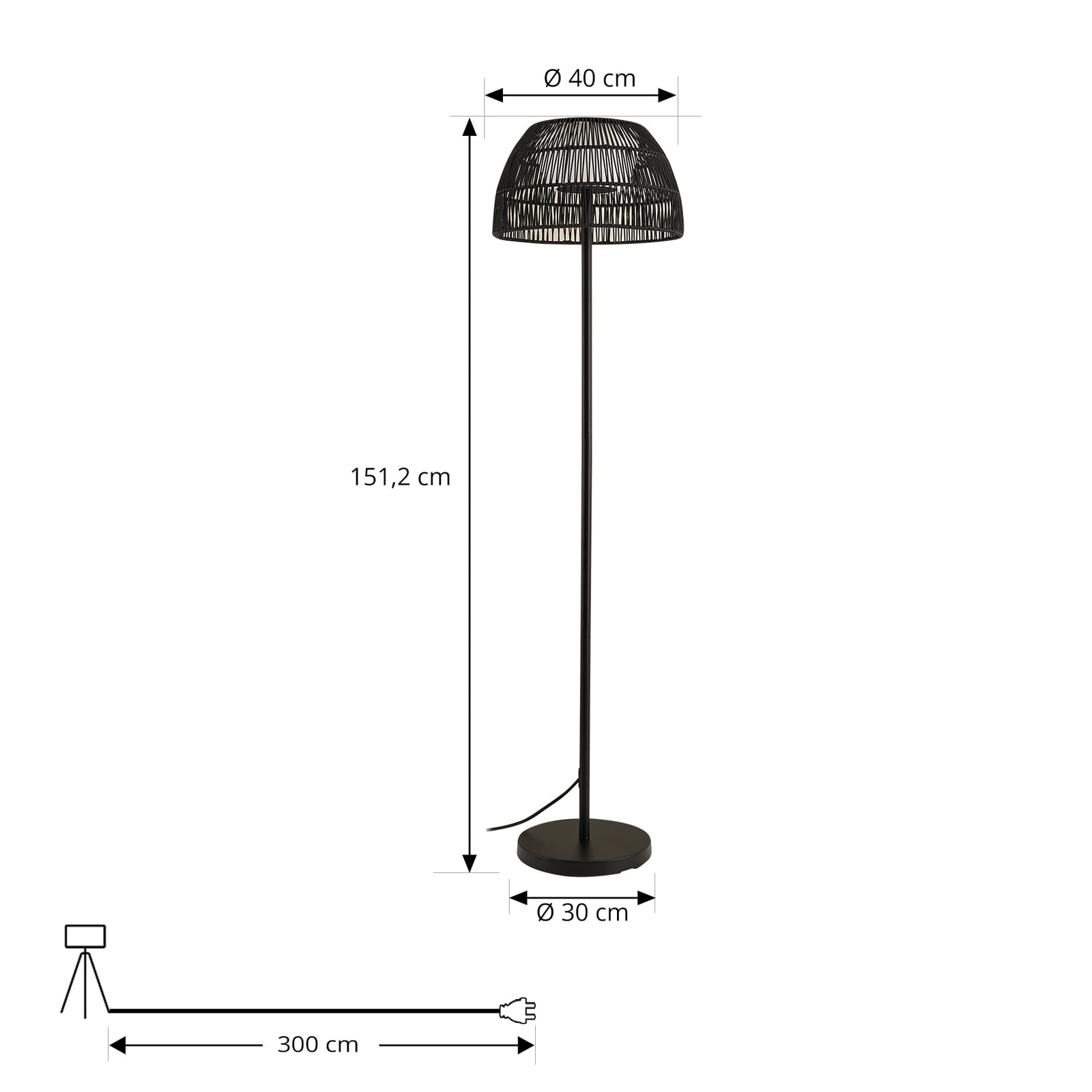 Nærbilde av LED utegulvlampe Heribio svart jern