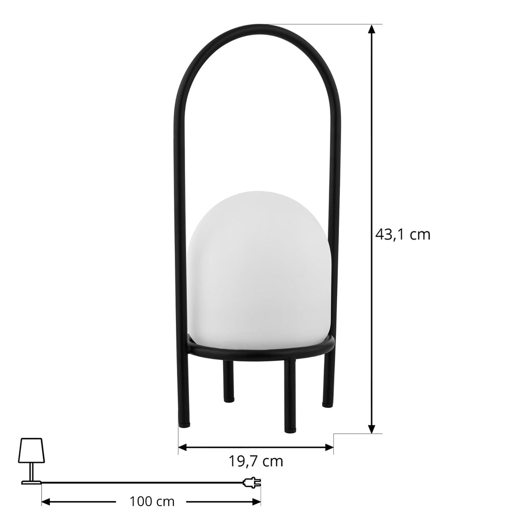 LED utelampe Eleia oppladbar dimbar svart 43 cm IP44 montert ute