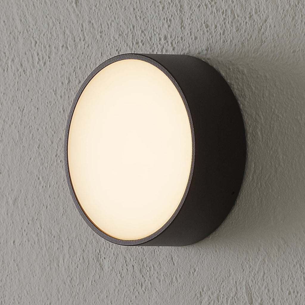 LED utelampe rund aluminium antrasitt Ø15 cm IP65 - CMD forfra