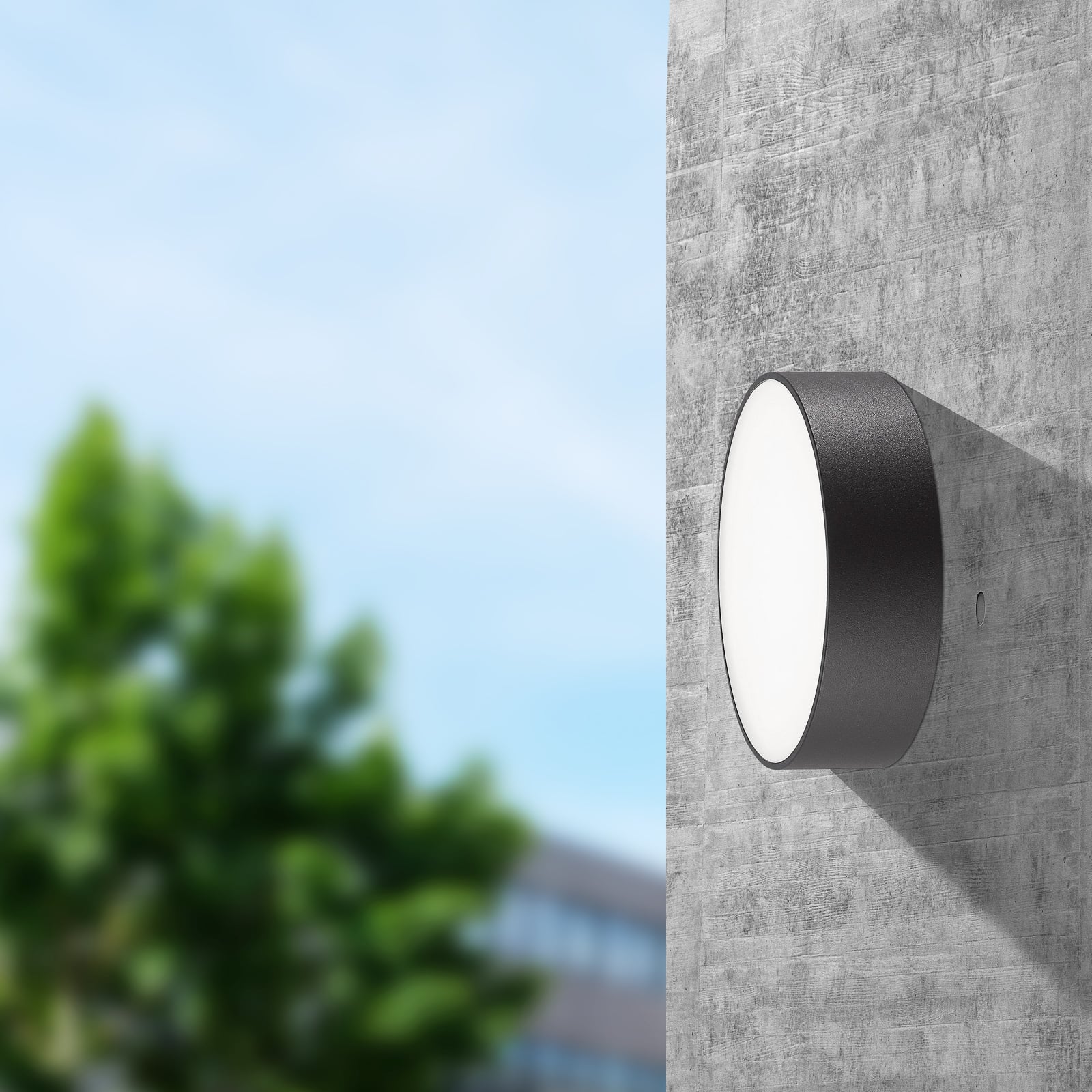 LED utelampe rund aluminium antrasitt Ø25 cm IP65 - CMD forfra